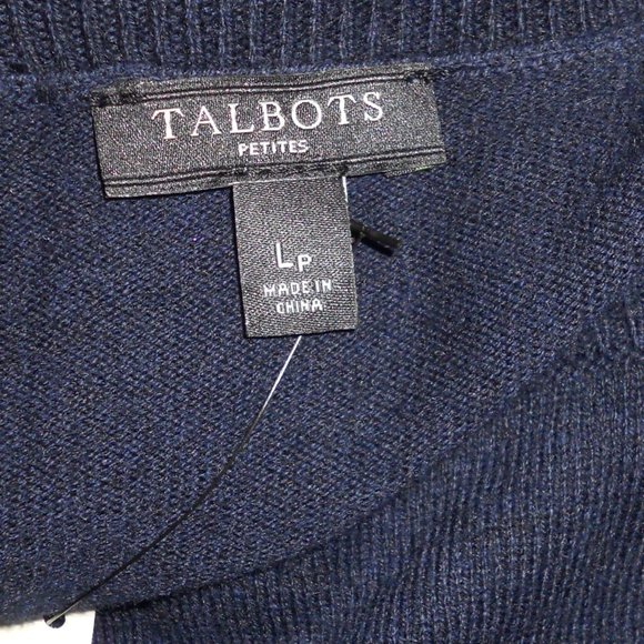 Pull Talbots Petites En Coton Rayé Bleu Marine Et Crème - Taille PL - Longues Manches - Neuf Sans étiquette